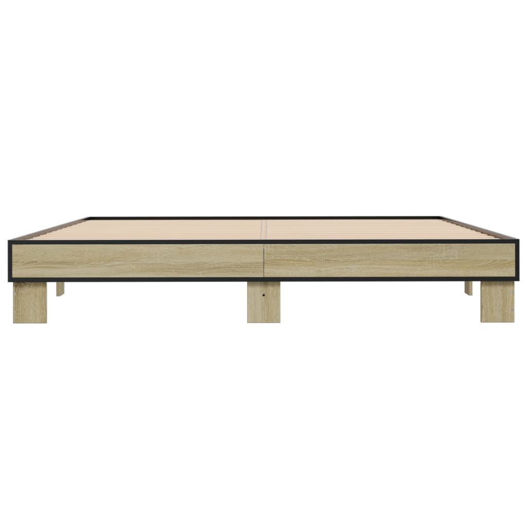 sengestel 200x200 cm konstrueret træ og metal sonoma-eg