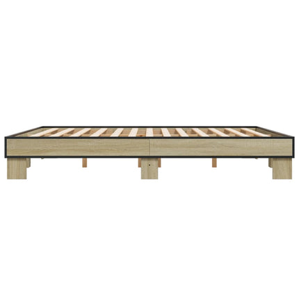 sengestel 200x200 cm konstrueret træ og metal sonoma-eg
