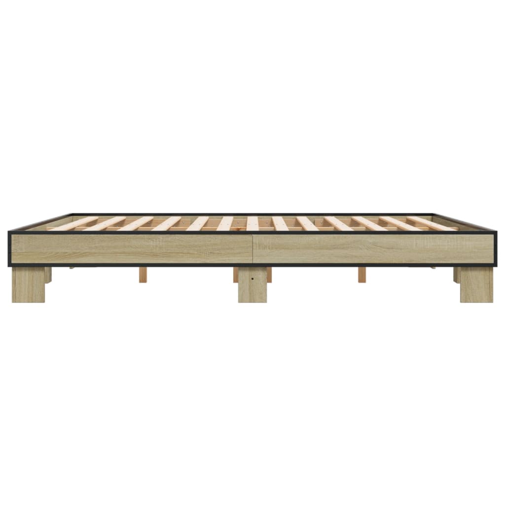 sengestel 200x200 cm konstrueret træ og metal sonoma-eg