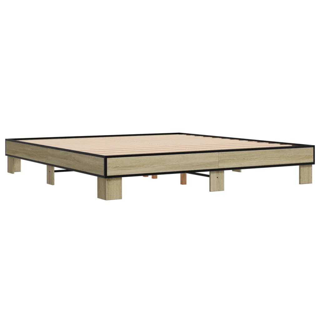 sengestel 200x200 cm konstrueret træ og metal sonoma-eg