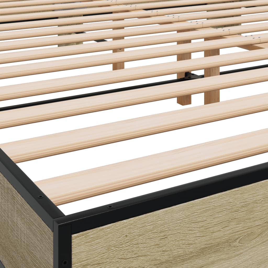 sengestel 200x200 cm konstrueret træ og metal sonoma-eg