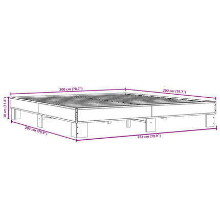 sengestel 200x200 cm konstrueret træ og metal sonoma-eg