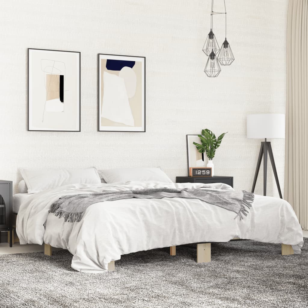 sengestel 200x200 cm konstrueret træ og metal sonoma-eg