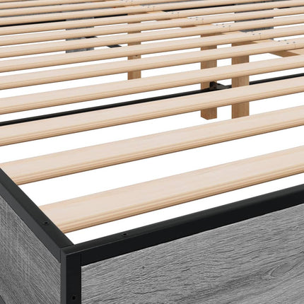 sengestel 200x200 cm konstrueret træ og metal grå sonoma-eg
