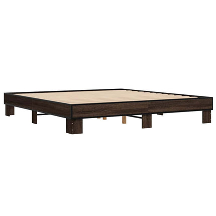 sengeramme 200x200 cm konstrueret træ og metal brun egetræ