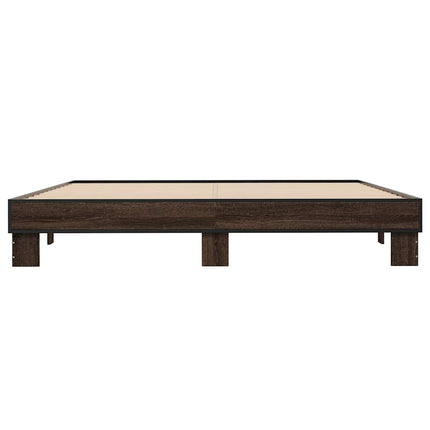 sengeramme 200x200 cm konstrueret træ og metal brun egetræ