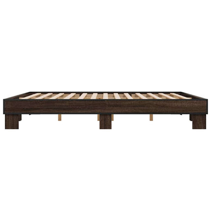 sengeramme 200x200 cm konstrueret træ og metal brun egetræ
