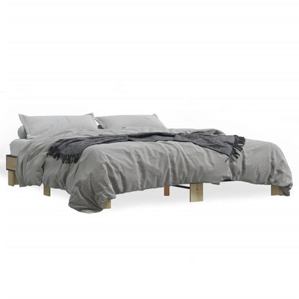 sengestel 160x200 cm konstrueret træ og metal sonoma-eg