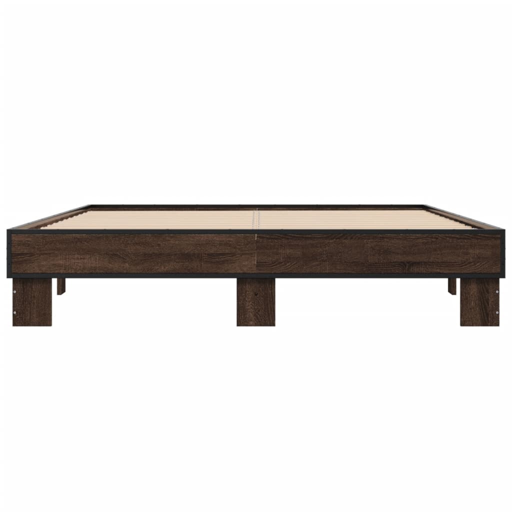 sengestel 150x200 cm konstrueret træ og metal brun egetræ