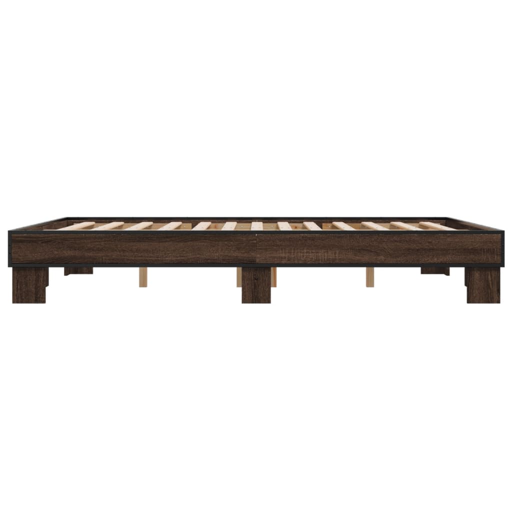 sengestel 150x200 cm konstrueret træ og metal brun egetræ