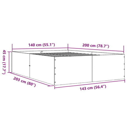 sengestel 140x200 cm konstrueret træ hvid
