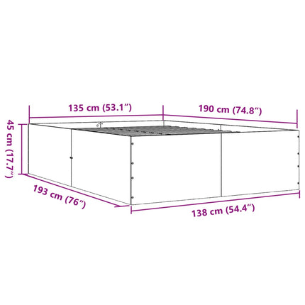 sengestel 135x190 cm konstrueret træ sonoma-eg