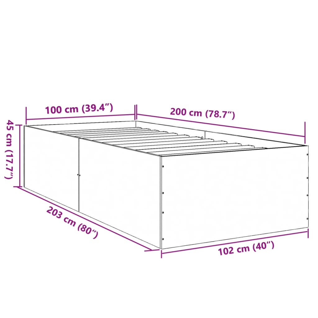 sengeramme 100x200 cm konstrueret træ sort