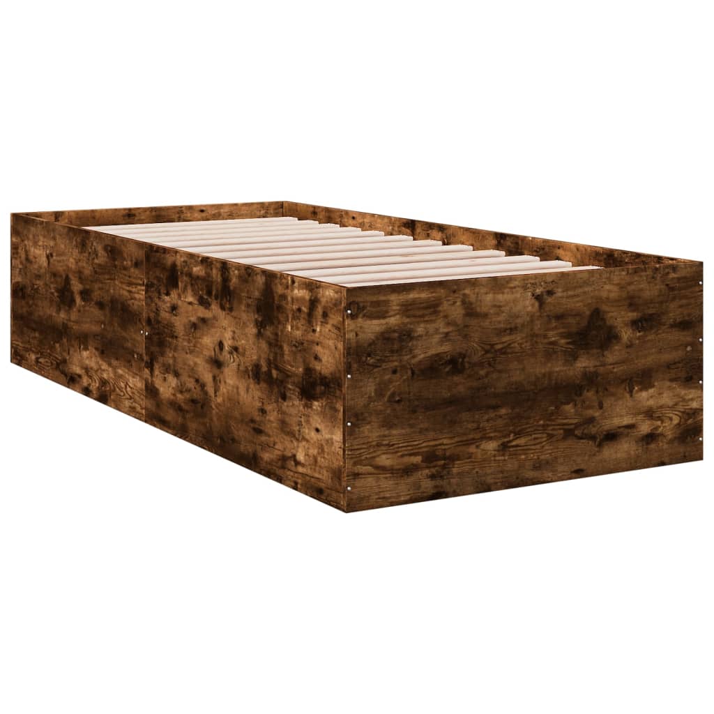 sengeramme 100x200 cm konstrueret træ røget egetræsfarve