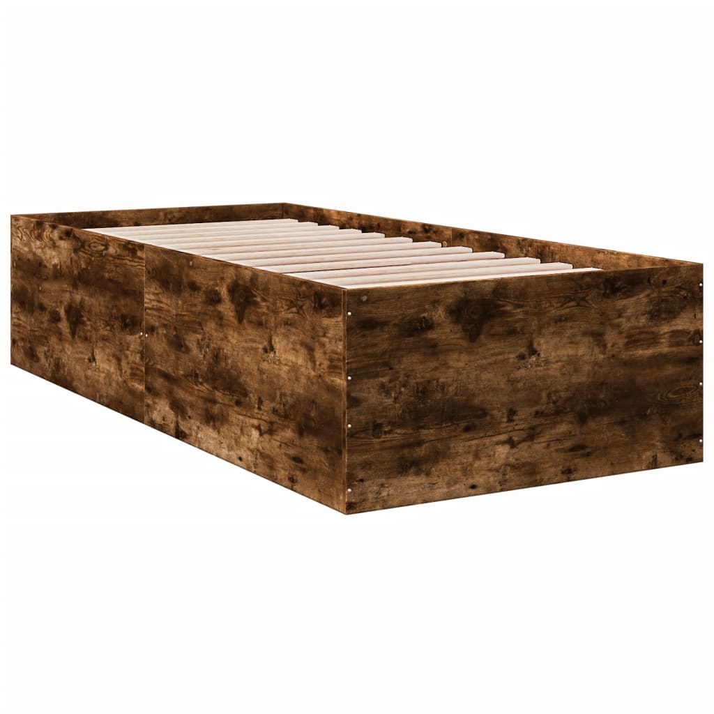 sengeramme 100x200 cm konstrueret træ røget egetræsfarve