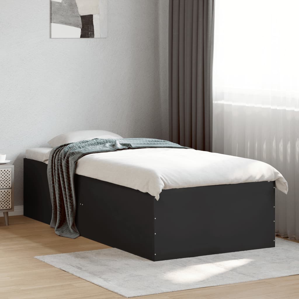 sengeramme 90x190 cm konstrueret træ sort