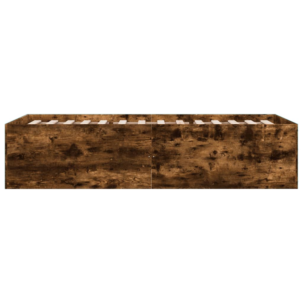 sengeramme 75x190 cm konstrueret træ røget egetræsfarve
