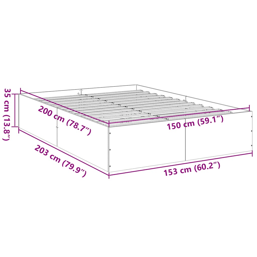 sengestel 150x200 cm konstrueret træ hvid