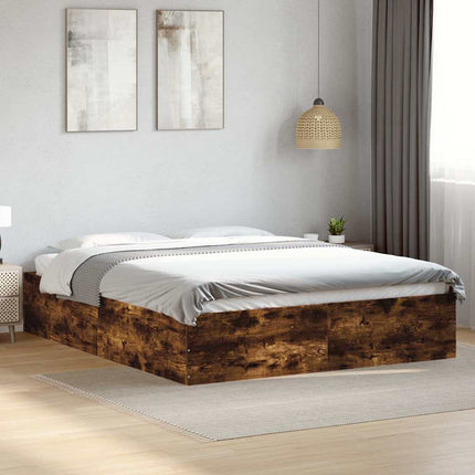 sengestel 150x200 cm konstrueret træ røget eg