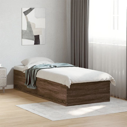 sengeramme 90x200 cm konstrueret træ brun egetræsfarve