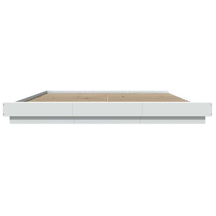 sengeramme med LED-lys 180x200 cm konstrueret træ hvid