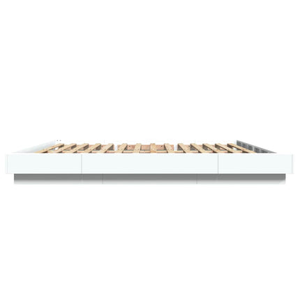 sengeramme med LED-lys 180x200 cm konstrueret træ hvid