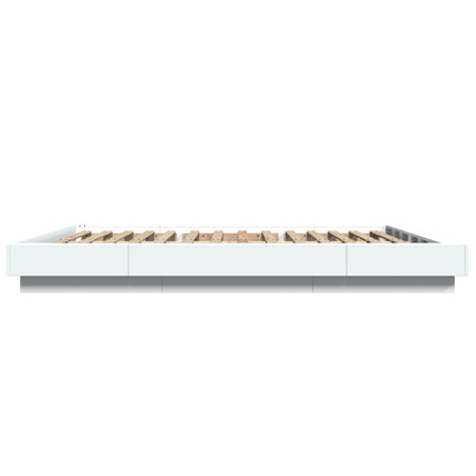 sengeramme med LED-lys 160x200 cm konstrueret træ hvid