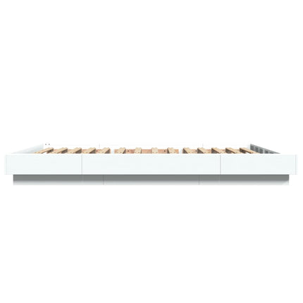 sengeramme med LED-lys 120x200 cm konstrueret træ hvid