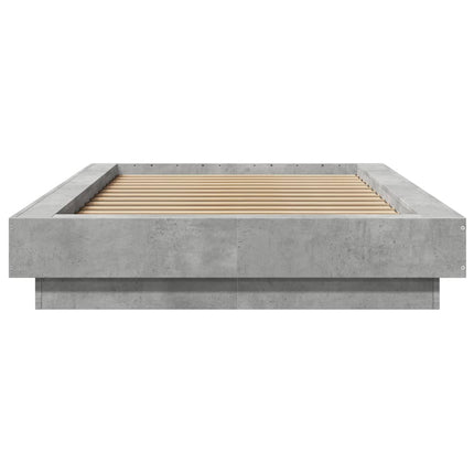 sengeramme med LED-lys 90x200 cm konstrueret træ betongrå