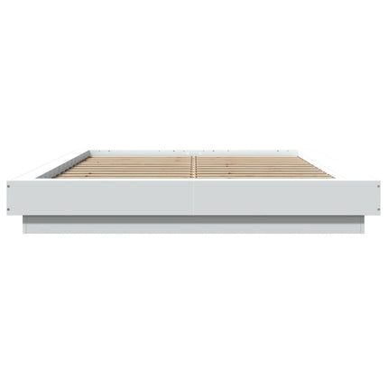 sengeramme med LED-lys 140x190 cm konstrueret træ hvid
