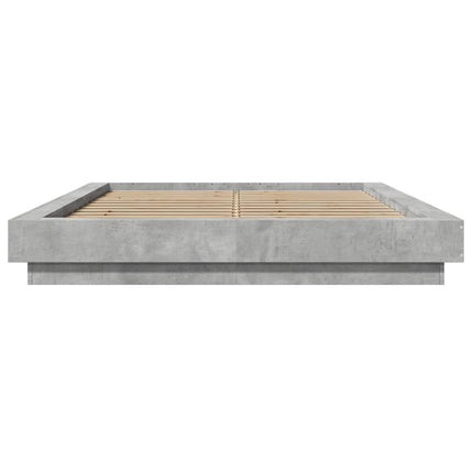 sengeramme med ED-lys 135x190 cm konstrueret træ betongrå