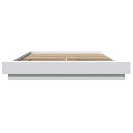 sengeramme med LED-lys 120x190 cm konstrueret træ hvid