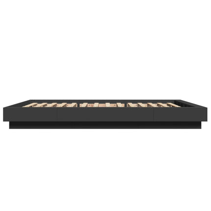 sengeramme med LED-lys 120x190 cm konstrueret træ sort