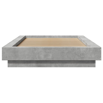 sengeramme med ED-lys 90x190 cm konstrueret træ betongrå
