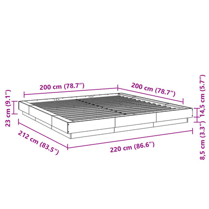 sengestel 200x200 cm konstrueret træ grå sonoma-eg
