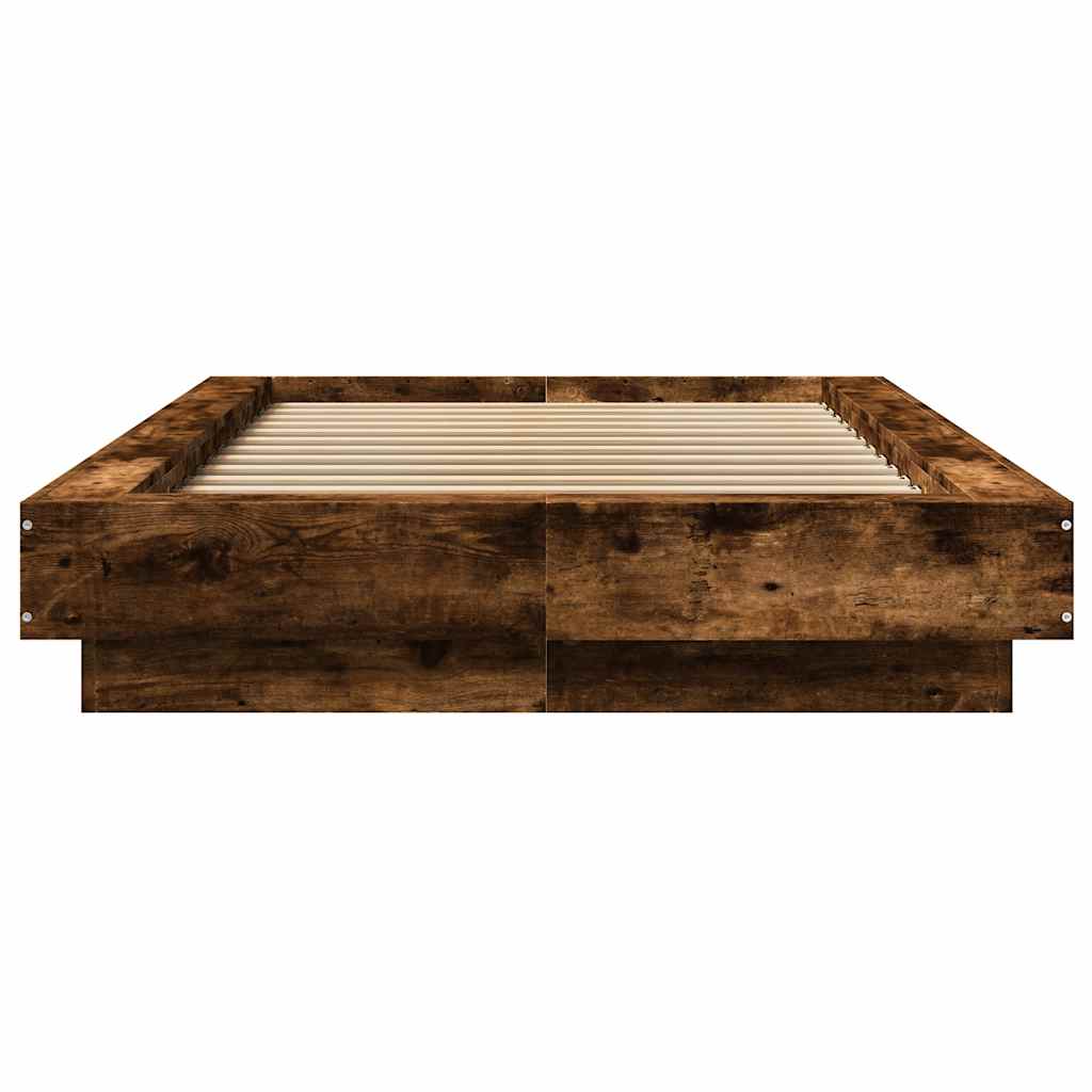 sengeramme 100x200 cm konstrueret træ røget egetræsfarve
