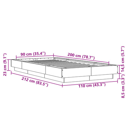 sengeramme 90x200 cm konstrueret træ betongrå