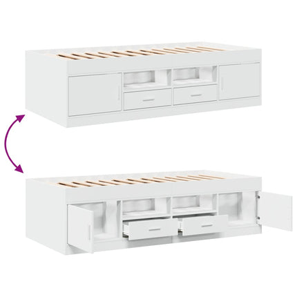 daybed med skuffer uden madras 100x200 cm hvid