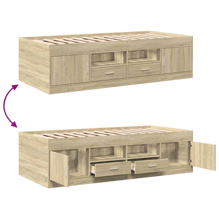 daybed med skuffer uden madras 100x200 cm sonoma-eg