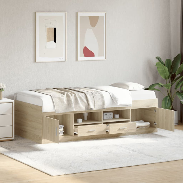 daybed med skuffer uden madras 100x200 cm sonoma-eg