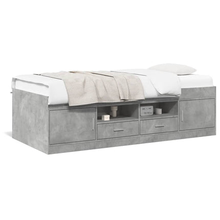 daybed med skuffer uden madras 100x200 cm betongrå