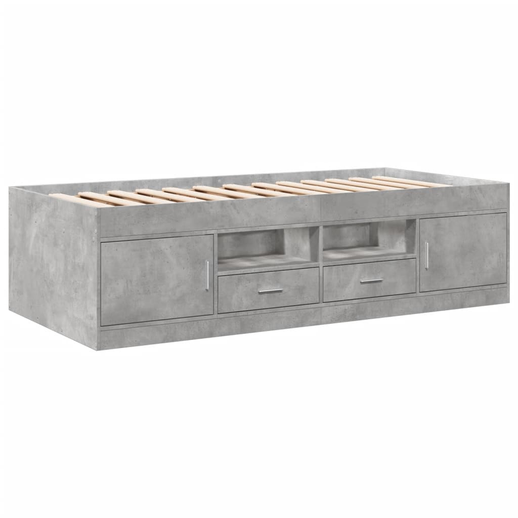 daybed med skuffer uden madras 100x200 cm betongrå