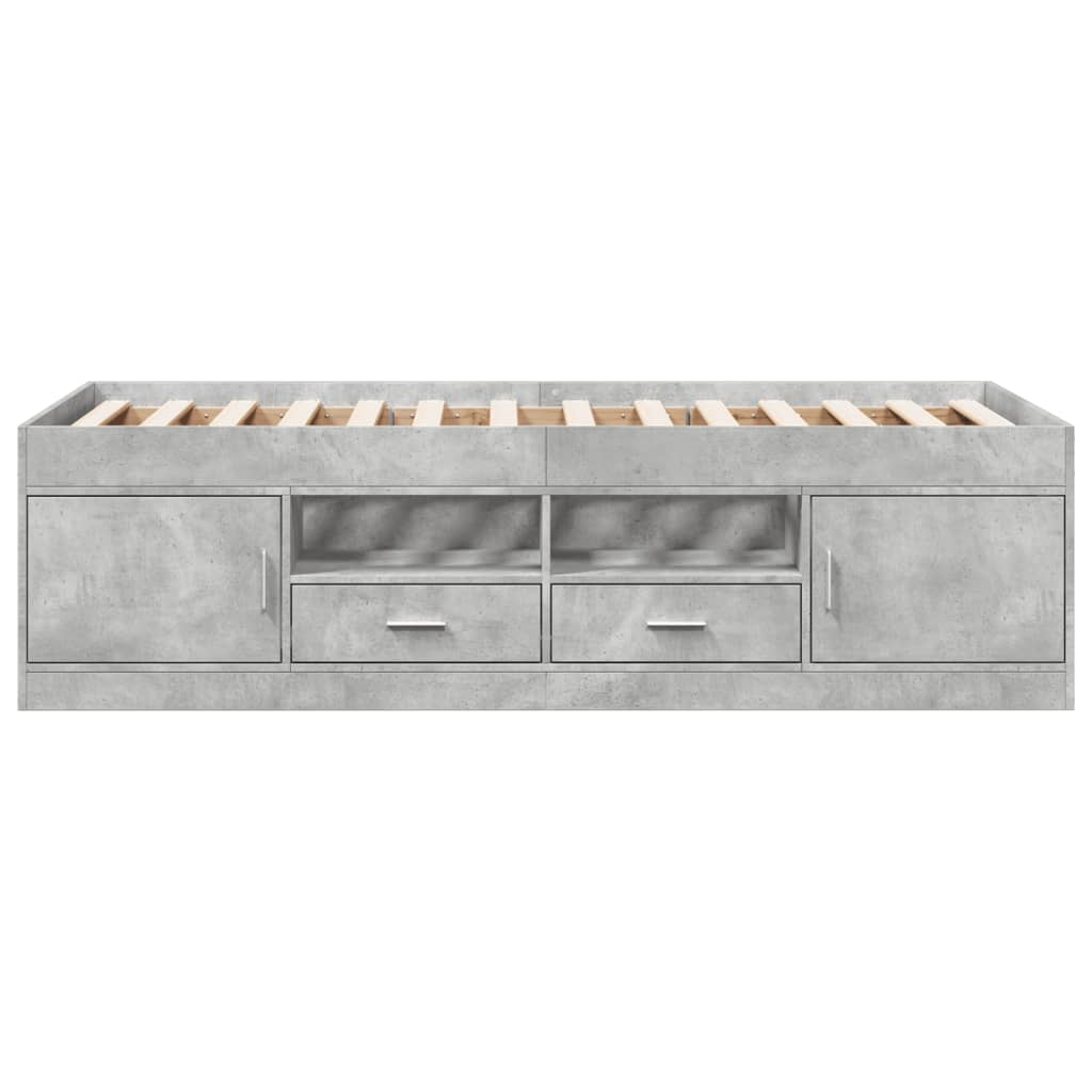daybed med skuffer uden madras 100x200 cm betongrå