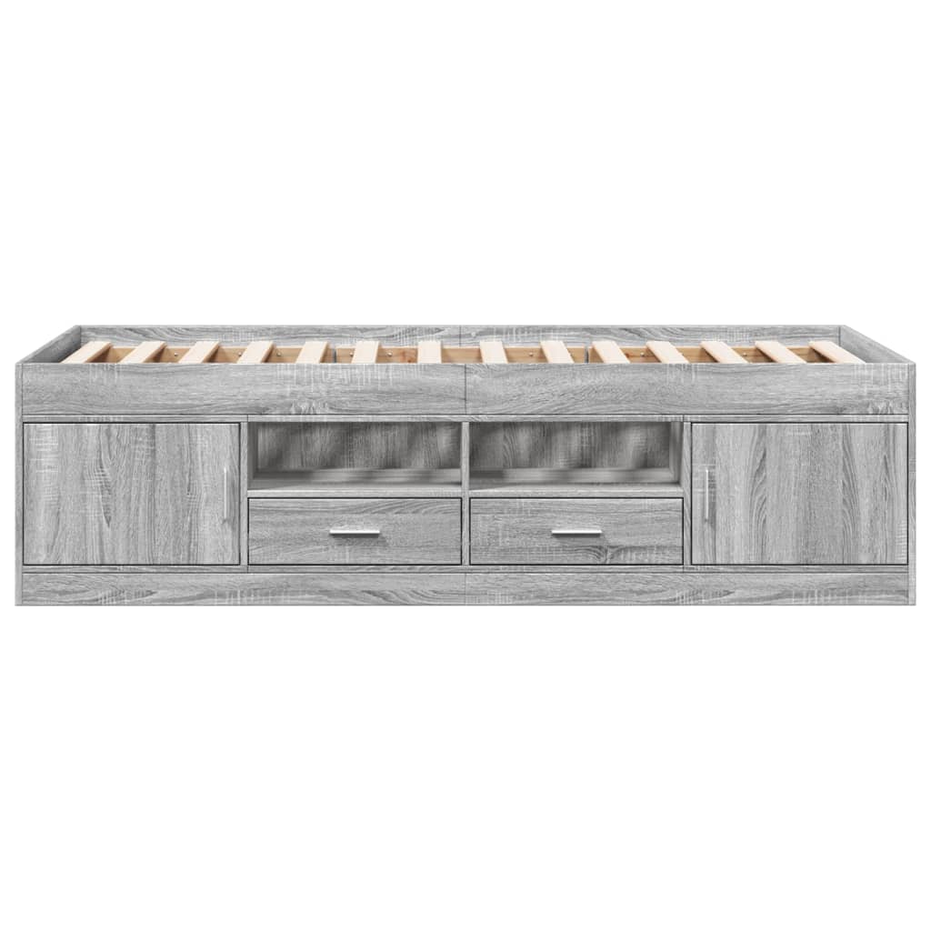 daybed med skuffer uden madras 100x200 cm grå sonoma-eg