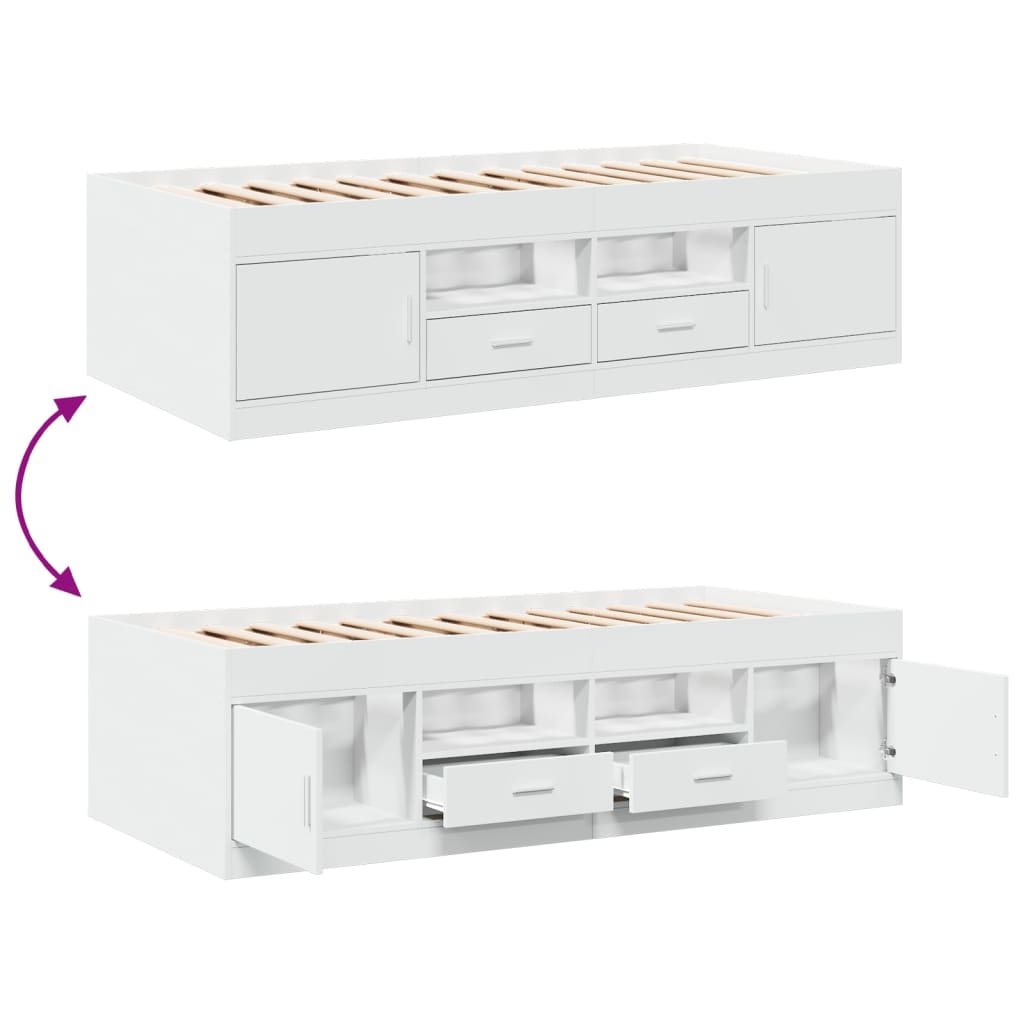 daybed med skuffer uden madras 90x200 cm hvid