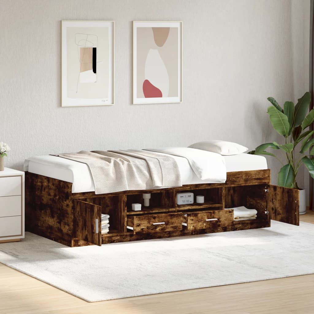 daybed med skuffer uden madras 90x200 cm røget eg billede