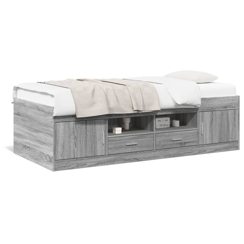 daybed med skuffer uden madras 90x200 cm grå sonoma-eg