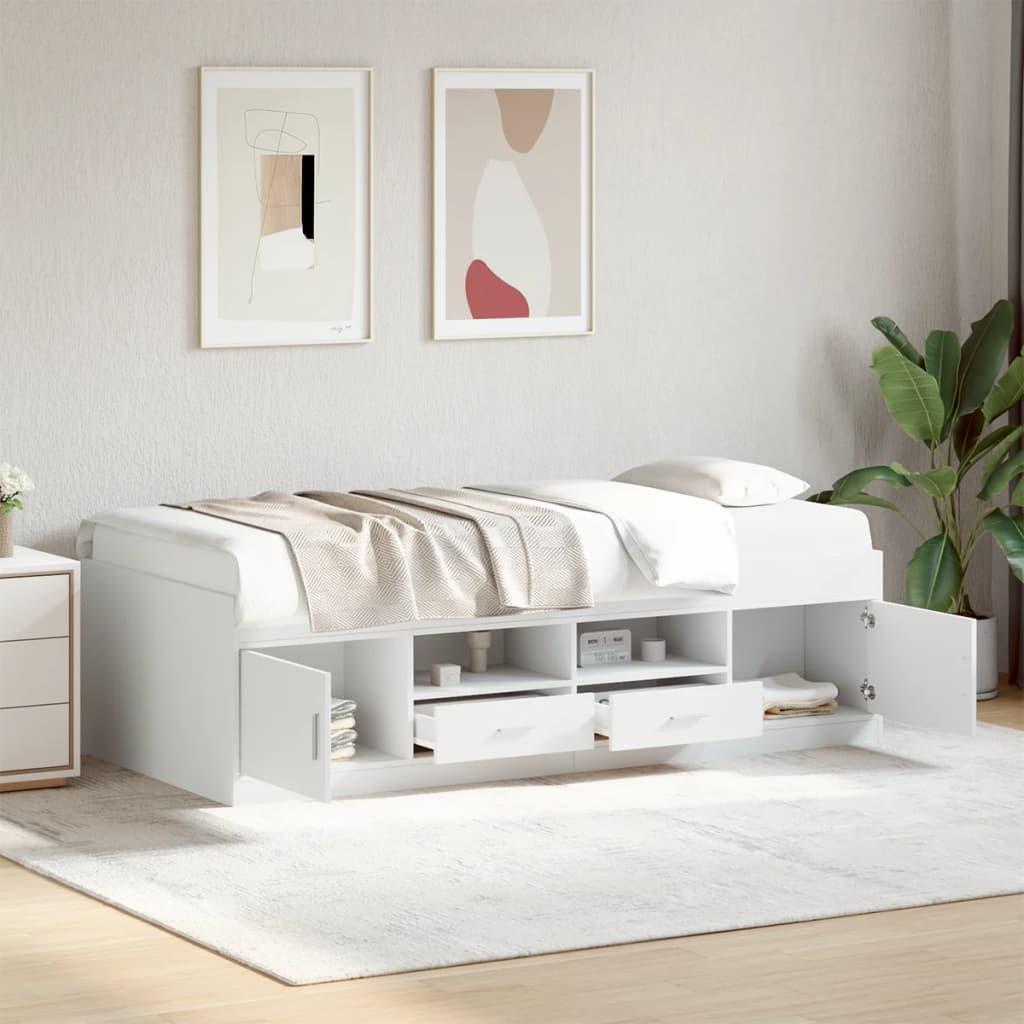 daybed med skuffer uden madras 90x190 cm hvid billede