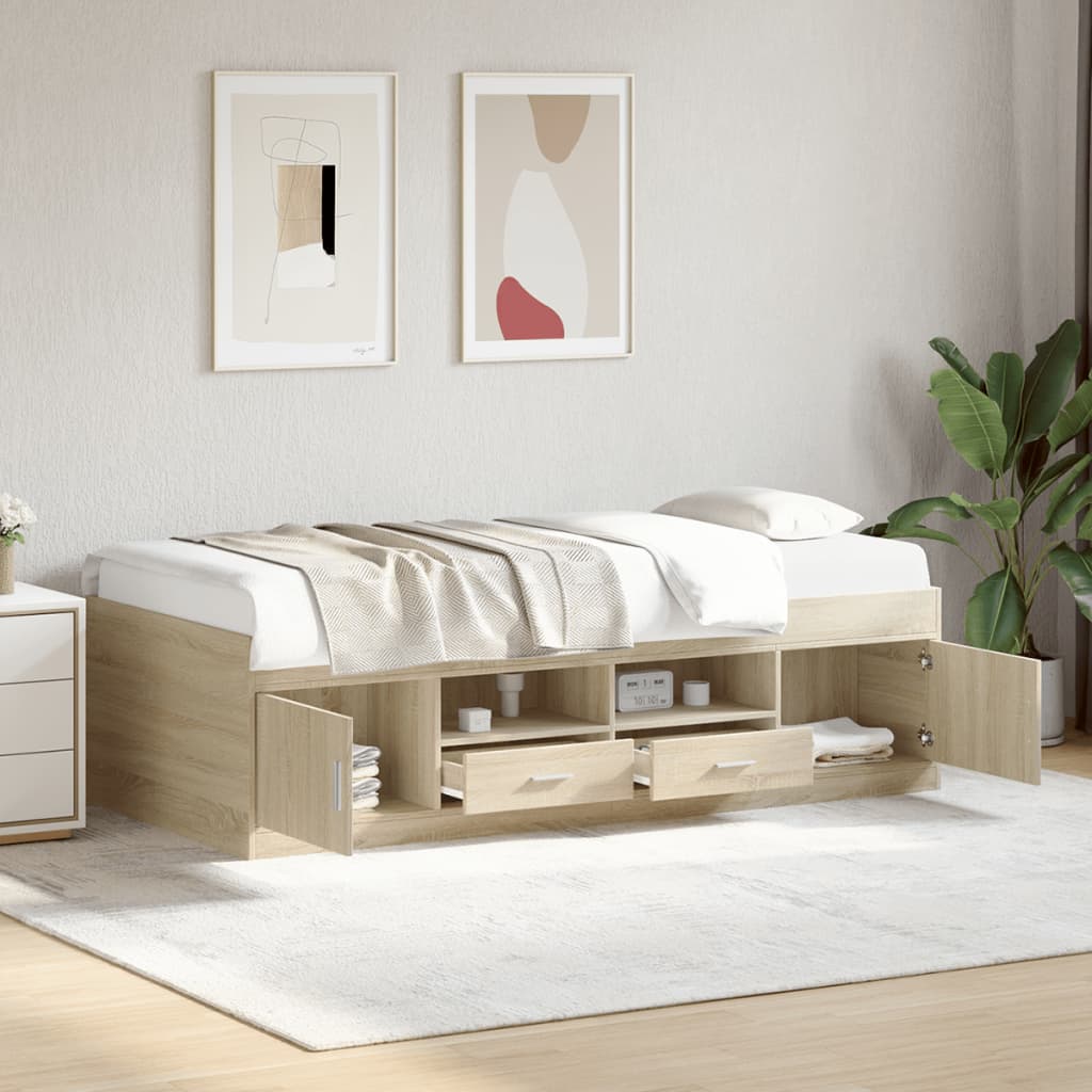 Daybed med skuffer 75×190 cm - sonoma eg (uden madras)