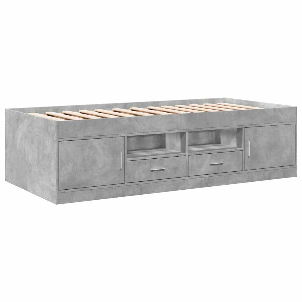 daybed med skuffer uden madras 75x190 cm betongrå